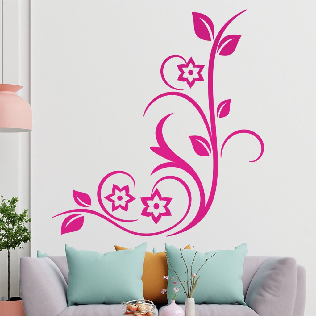 Sternen - Blüten - Pflanze Wandtattoo in 6 Größen - Wandaufkleber Wall Sticker - Dekoration, Küche, Wohnzimmer, Schlafzimmer, Badezimmer