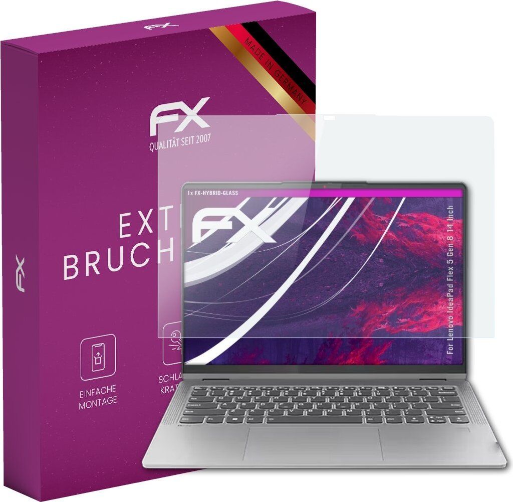 atFoliX FX-Hybrid-Glass Displayfolie kompatibel mit Lenovo Idea Pad Flex 5 Gen 8 (14 Inch) Glasfolie