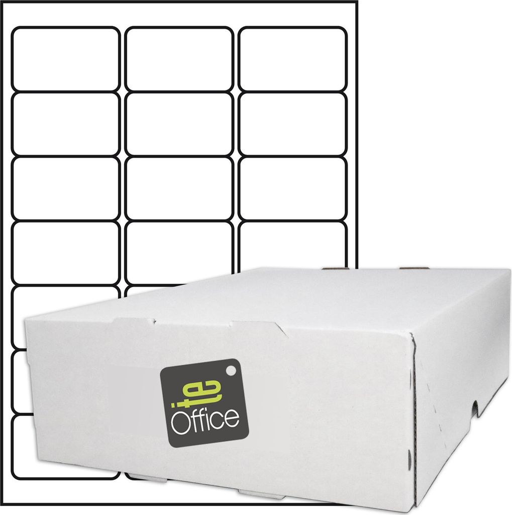 TE-Office 10500 Stück Haftetiketten Klebeetiketten Universal Aufkleber auf A4 Bogen weiß matt 63,5 x 38,1 mm Laser Inkjet