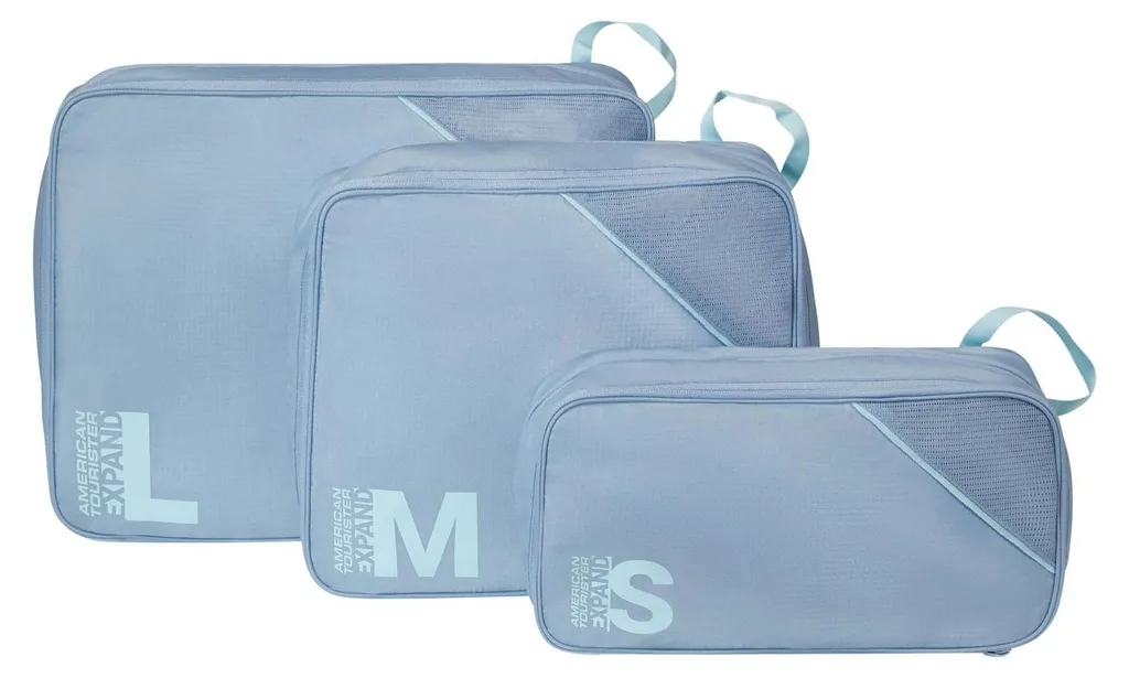 American Tourister Packing Cubes S M L Stone Blue - Set de 3 Organiseurs