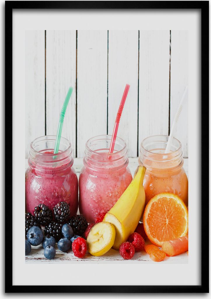 Bild - Bilderrahmen - 50 cm x 70 cm - MDF - Rahmen - Wandkunst Bunte Cocktails