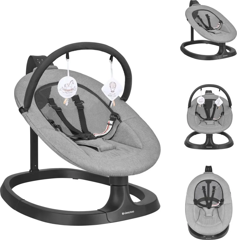 Chaise Balancelle Électrique Bébé Kikka boo Zazu Grise avec Minuterie