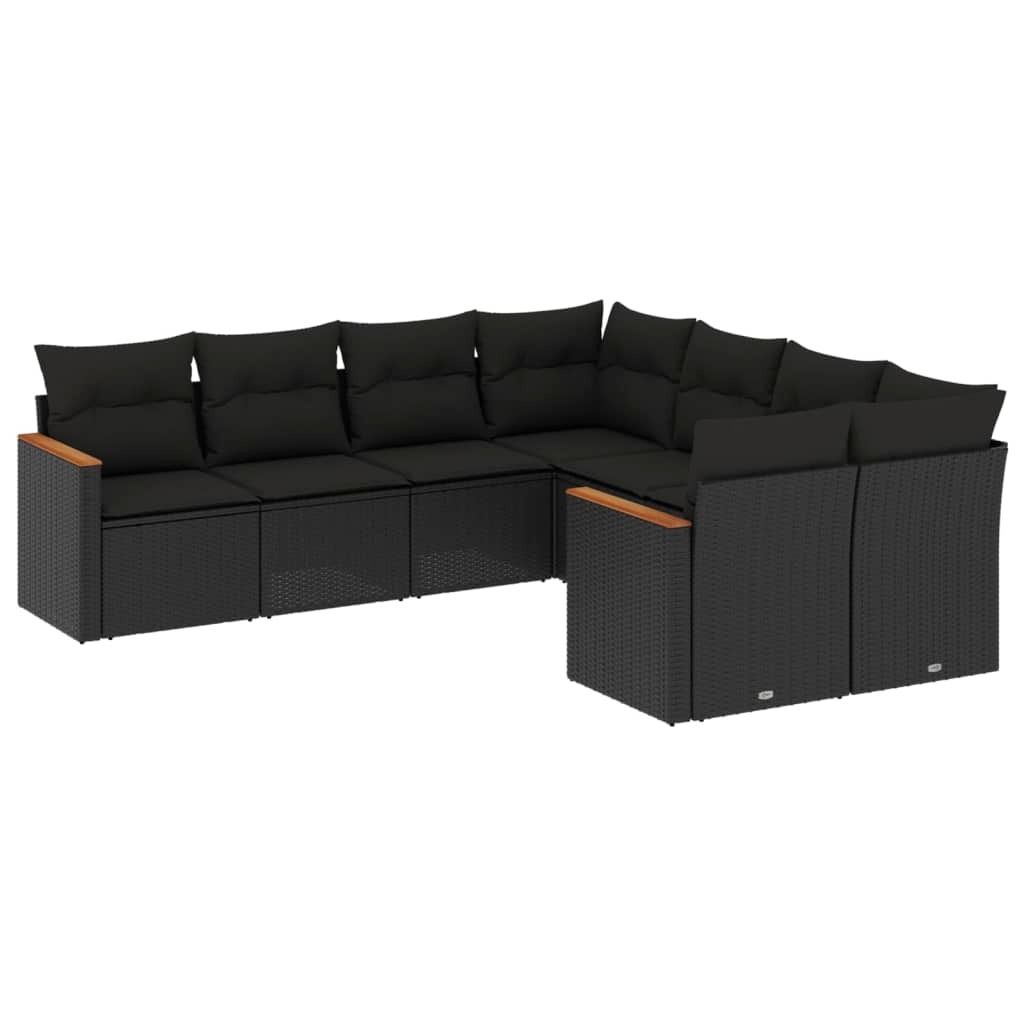 "SALE 2026" 8-tlg. Garten-Lounge-Set - elegantes Design - Sitzgruppe/Gartengarnitur - mit Kissen Schwarz Poly Rattan - Terassenmöbel DEMöbel607410