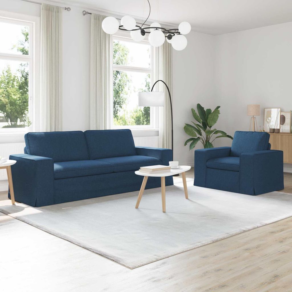 "Spring Sale"2-Sitzer Sofa Couch 180cm - 2 pcs - elegantes Design - Doppelsofa - Couch - Blau Metall Promotion580383 - Klassische Sofas