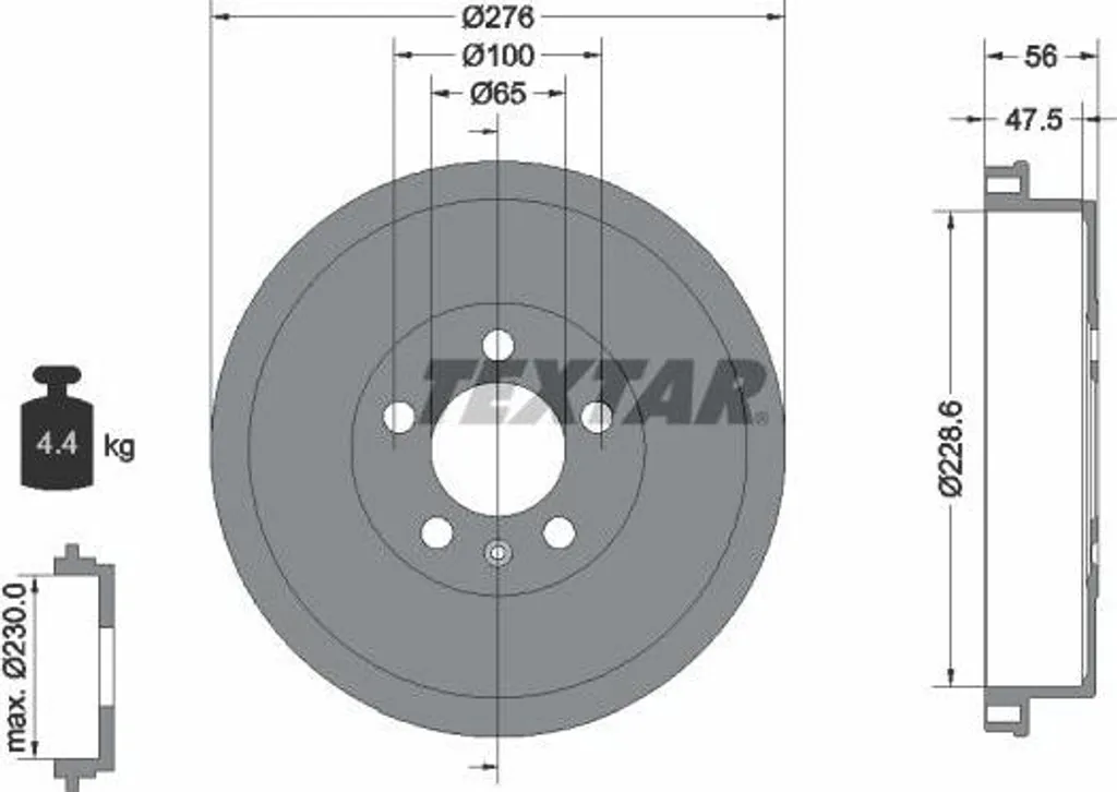 Tambour de Frein Arrière 200mm pour Skoda Fabia et Rapid - Textar 94044600