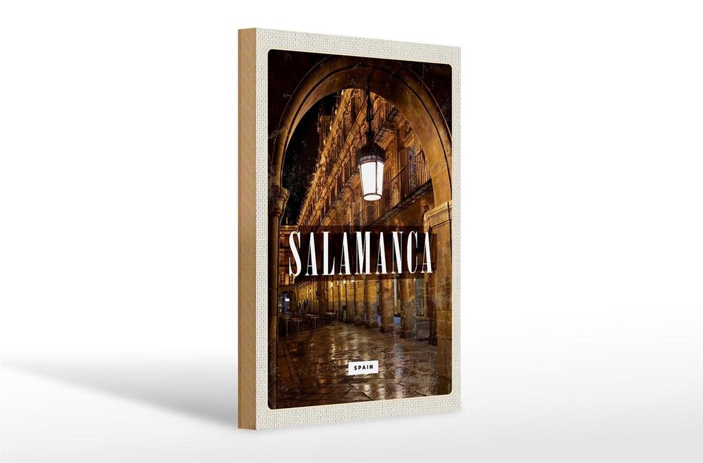 Holzschild Reise 20x30cm Salamanca Spain Architektur Retro