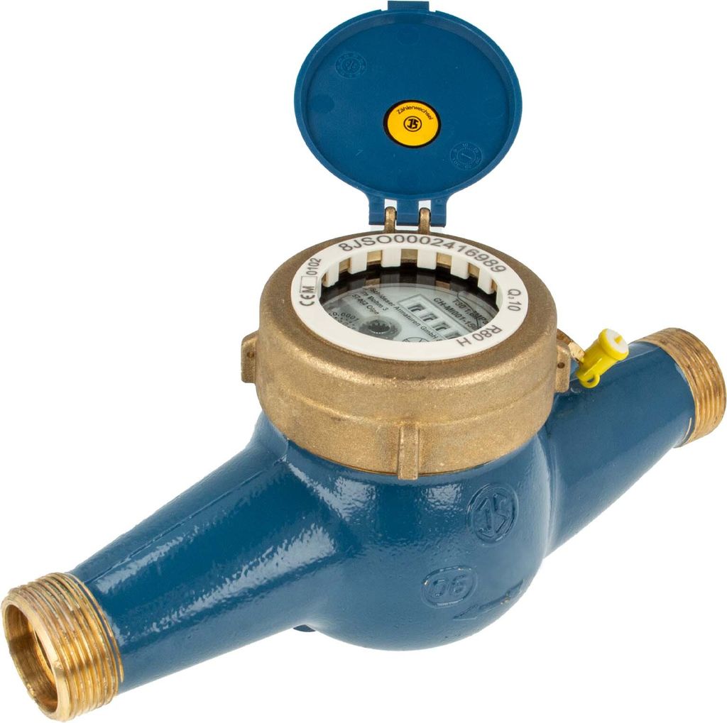 A water meter with its lid open, isolated on a white background.