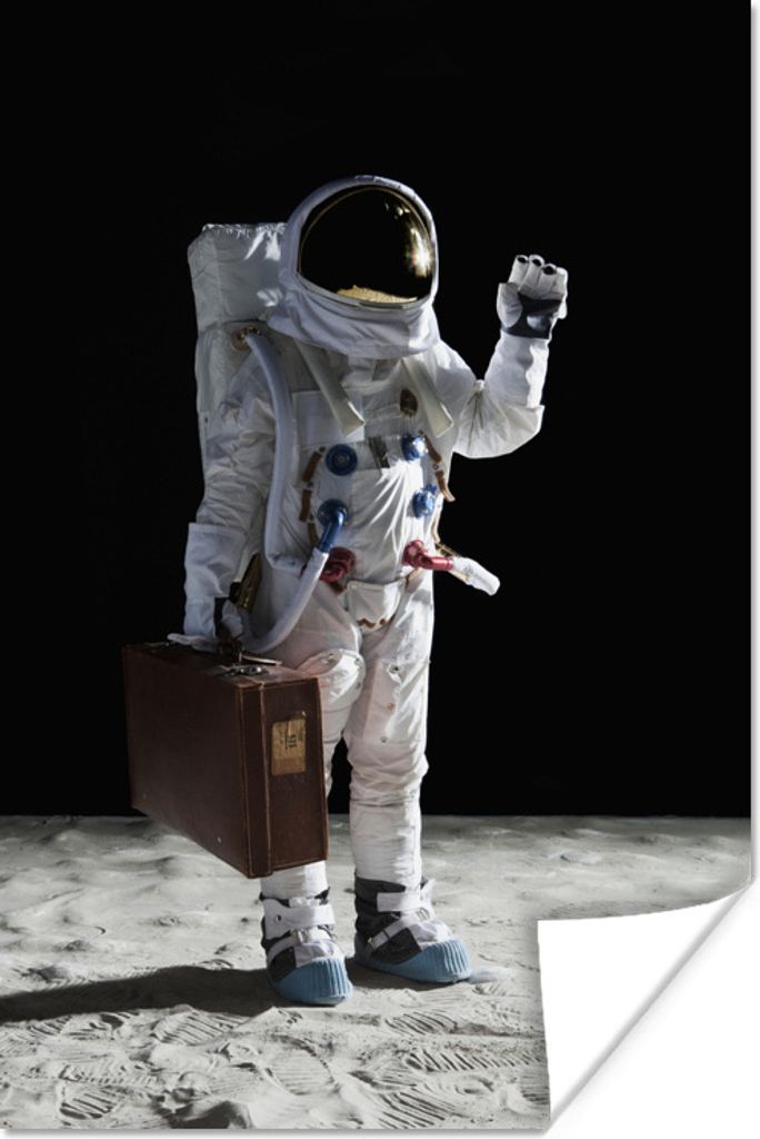 MuchoWow Poster Astronaut - Weltraum - Koffer 20x30 cm - Papierdruck