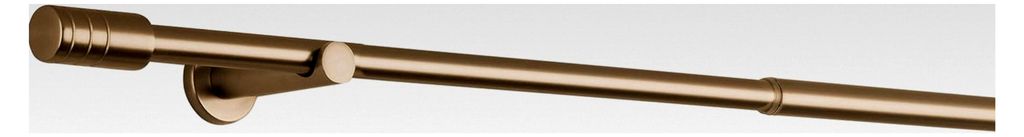 Ausziehbare Gardinenstange 1-lauf, Vorhangstange für Wandmontage, Komplettgarnitur mit Endstücken, Teleskopstange 16/19 mm mit Ringen in Gold, 12...