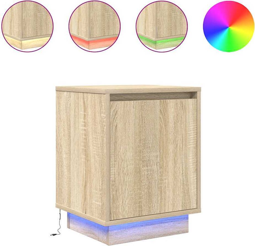 Nachttische mit LED-Leuchten 2 Stk. Sonoma-Eiche 38x34x50 cm