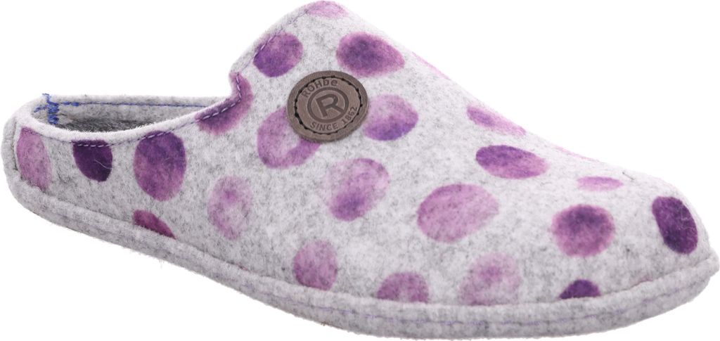 Rohde Damen Pantoffel Hausschuh Filz gepunktet lose Einlagen Follonica 7035, Größe:40 EU, Farbe:Violett