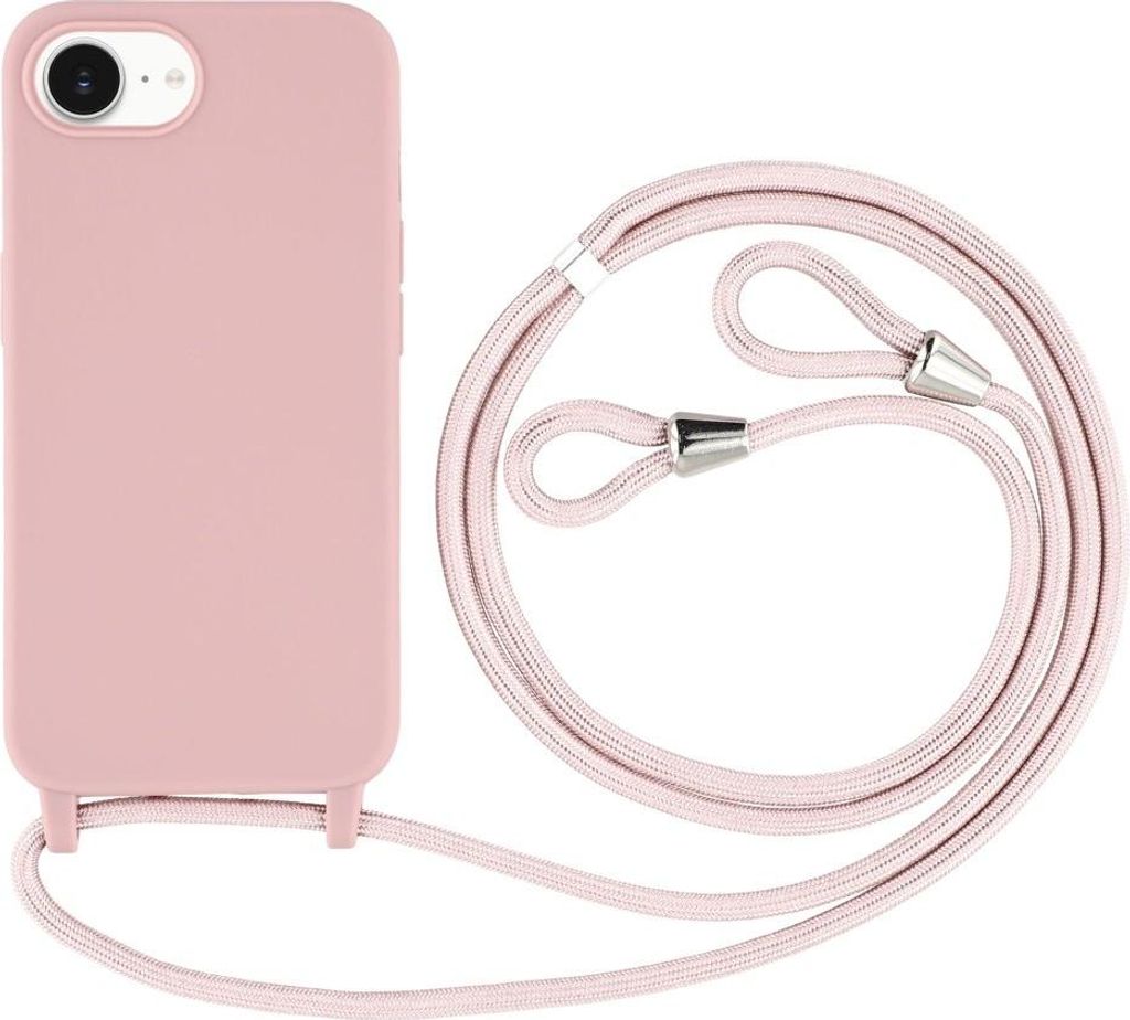 iPhone 16e / 17e Hülle - Coverup Silikon Back Cover mit Handykette - Pink