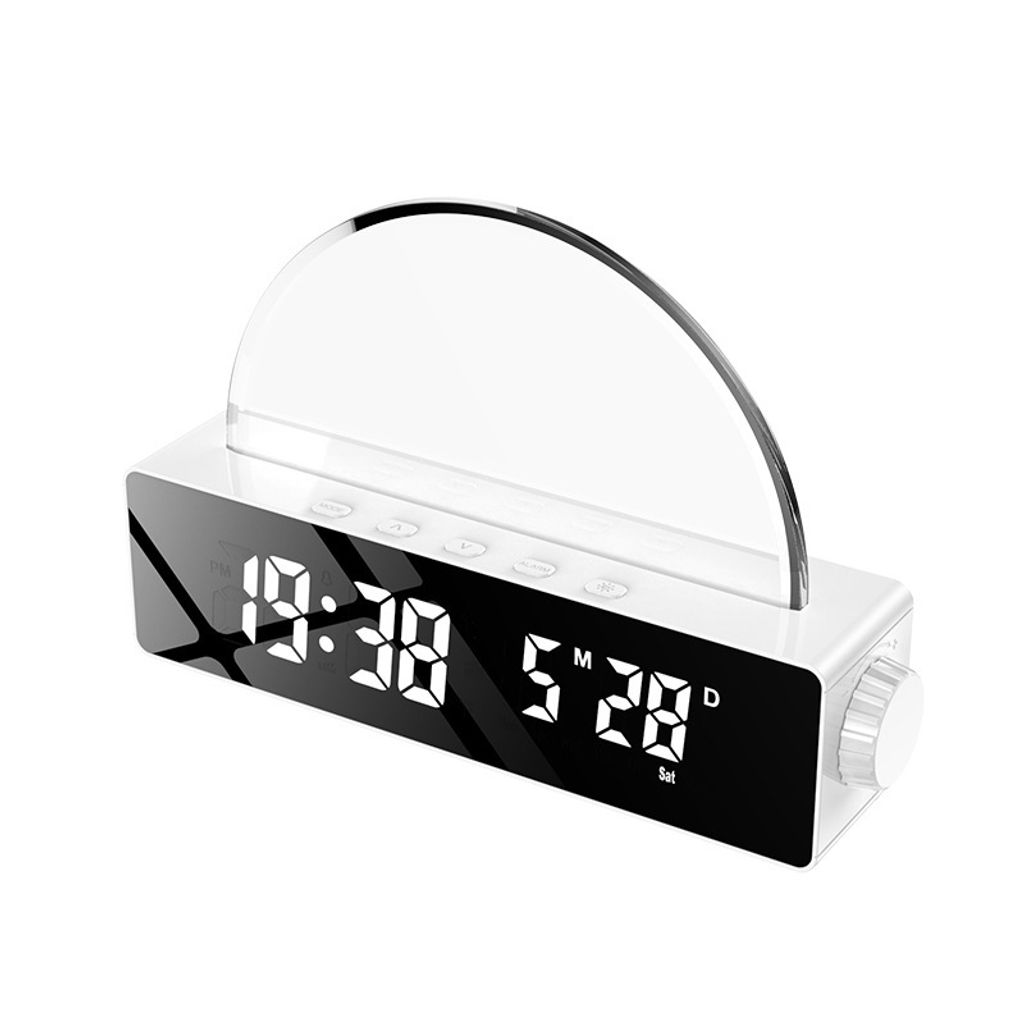 USB-Digital-Sonnenaufgang-Wecker, Licht, Sonnenuntergang, Lampe, Uhr(Weiß)