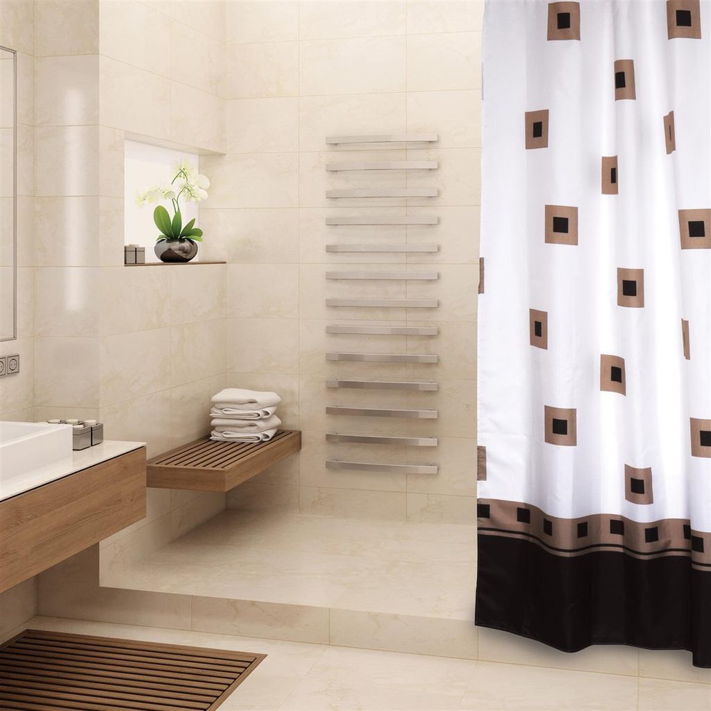 MSV Anti-Schimmel Duschvorhang - Anti-Bakteriell, waschbar, wasserdicht- Polyester, „Ring Squares“ 180x200cm