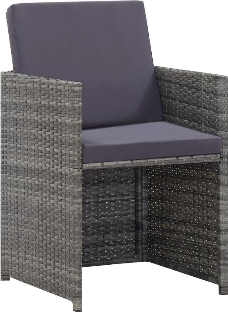 vidaXL 9-tlg. Garten-Essgruppe mit Auflagen Poly Rattan Anthrazit