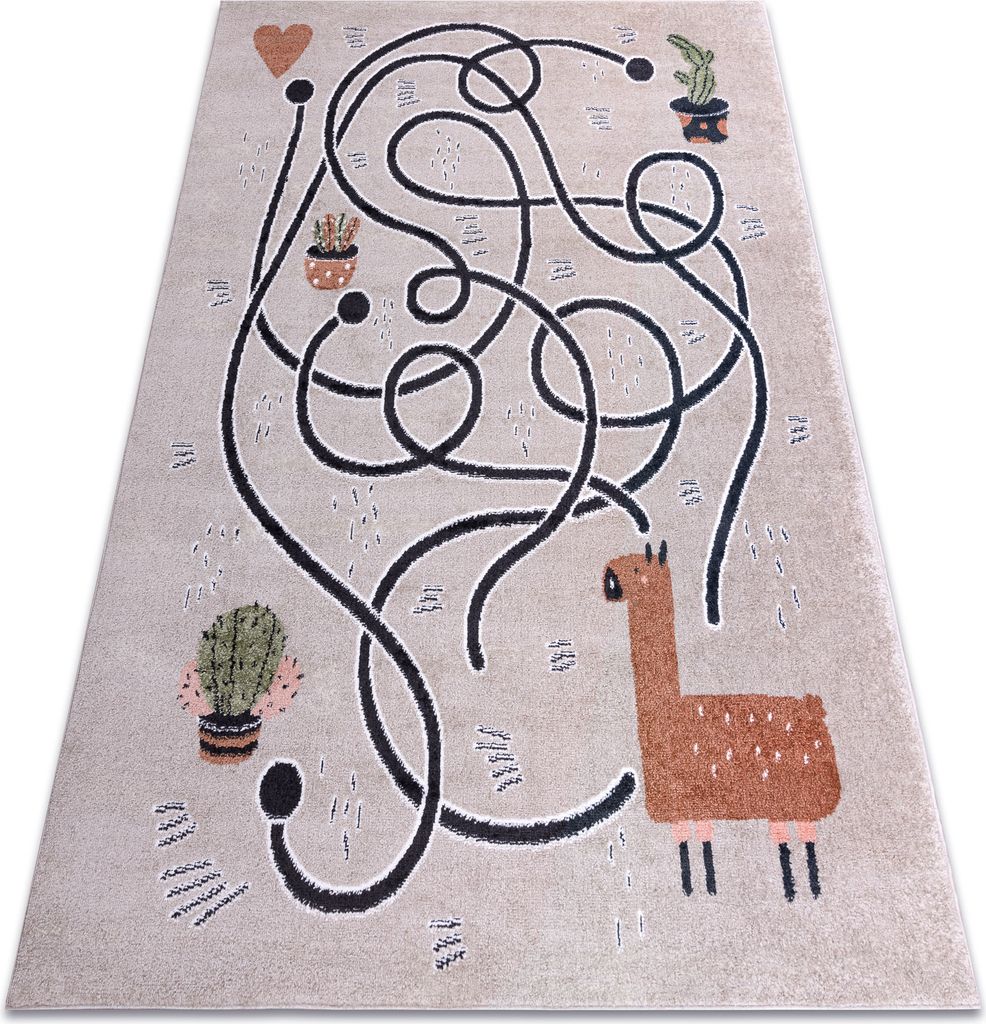 Teppich FUN Game für Kinder, Spiel, Lama beige Mehrfarben 80x150 cm