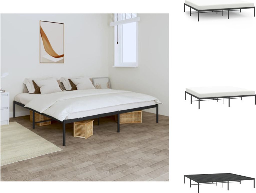 vidaXL Bettgestell Metall Schwarz 183x213 cm -  Betten & Produktbild 