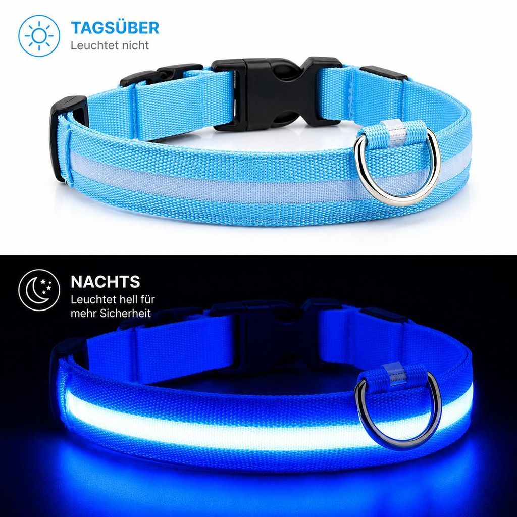 LED Hundehalsband USB aufladbar reflektierend Produktbild 