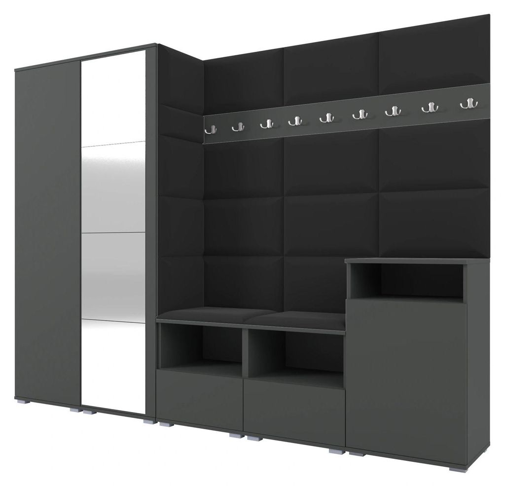 Garderobe NELA VIII 250 cm Modulare Flurmöbel Graphit mit Produktbild 