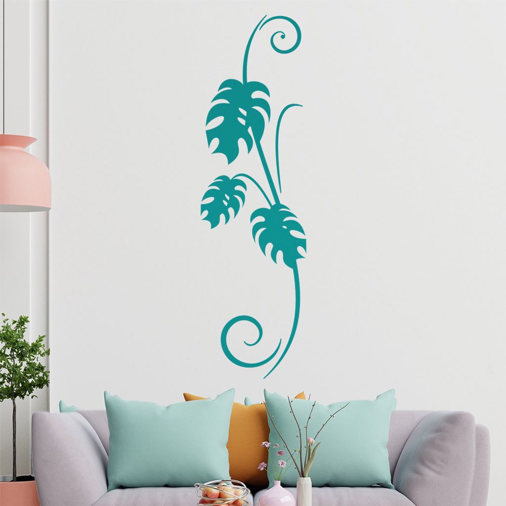Pflanze - Blätter - Fensterblatt Wandtattoo in 6 Größen - Wandaufkleber Wall Sticker - Dekoration, Küche, Wohnzimmer, Schlafzimmer, Badezimmer