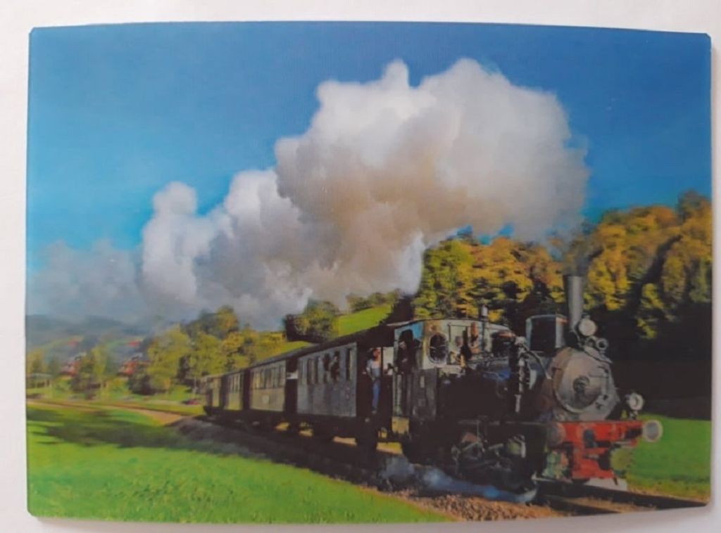 3 D Ansichtskarte Dampflokomotive, Postkarte Wackelkarte Hologrammkarte, Schwarzwald Zug Lok