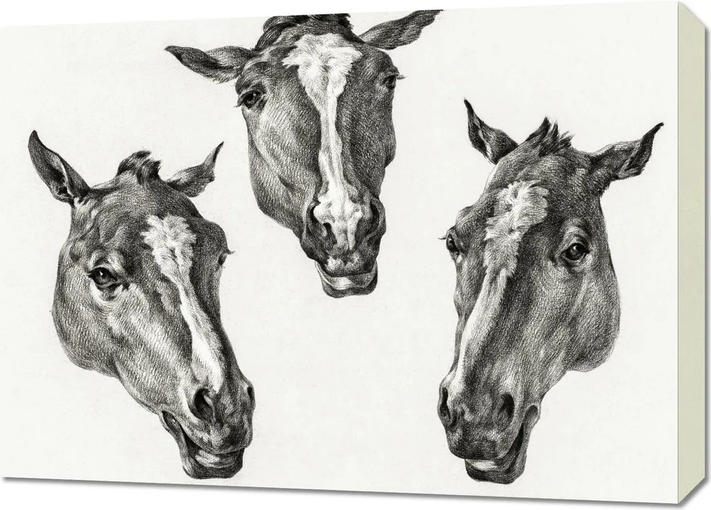 Tableau Chevaux Jean Bernard 70x50 cm : Décoration Murale Vintage Salon