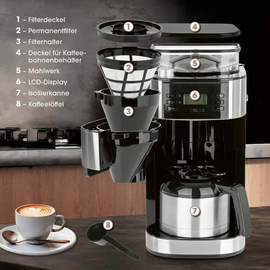 Barista Filterkaffeemaschine mit Mahlwerk mit Thermokanne Produktbild 7