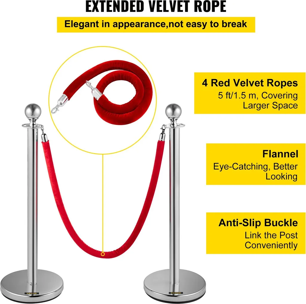 Poteaux de guidage à sangle rouge pour aéroport et réception