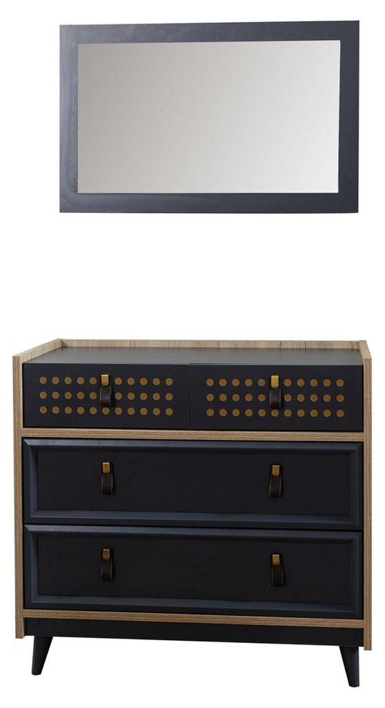Jugendzimmer Kommode mit Spiegel Luxus Konsole Kommoden Möbel Blau Neu