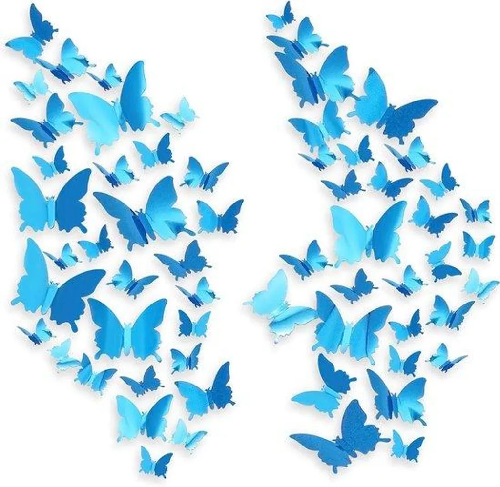 Cachez les imperfections murales avec 60 papillons bleus 3D adhésifs DIY