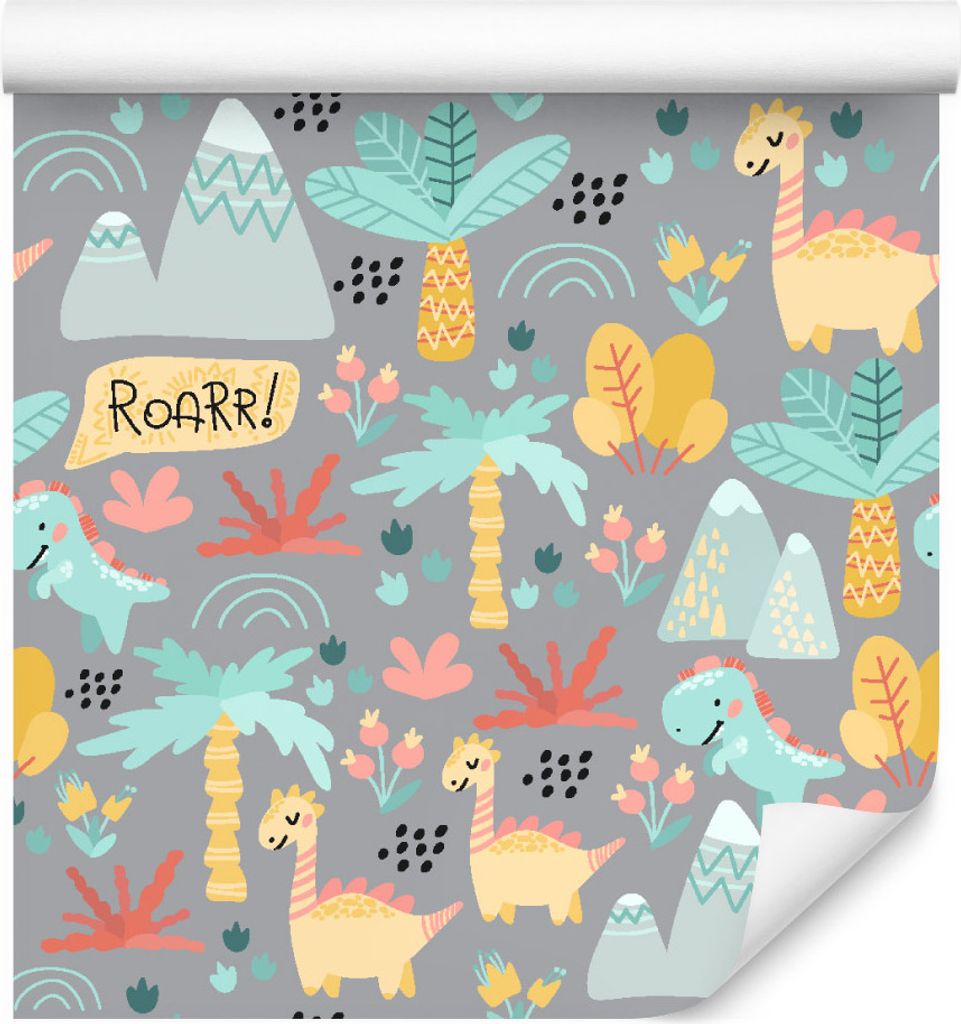 10m VLIES TAPETE Rolle Kinderzimmer Dinosaurier Blumen Produktbild 