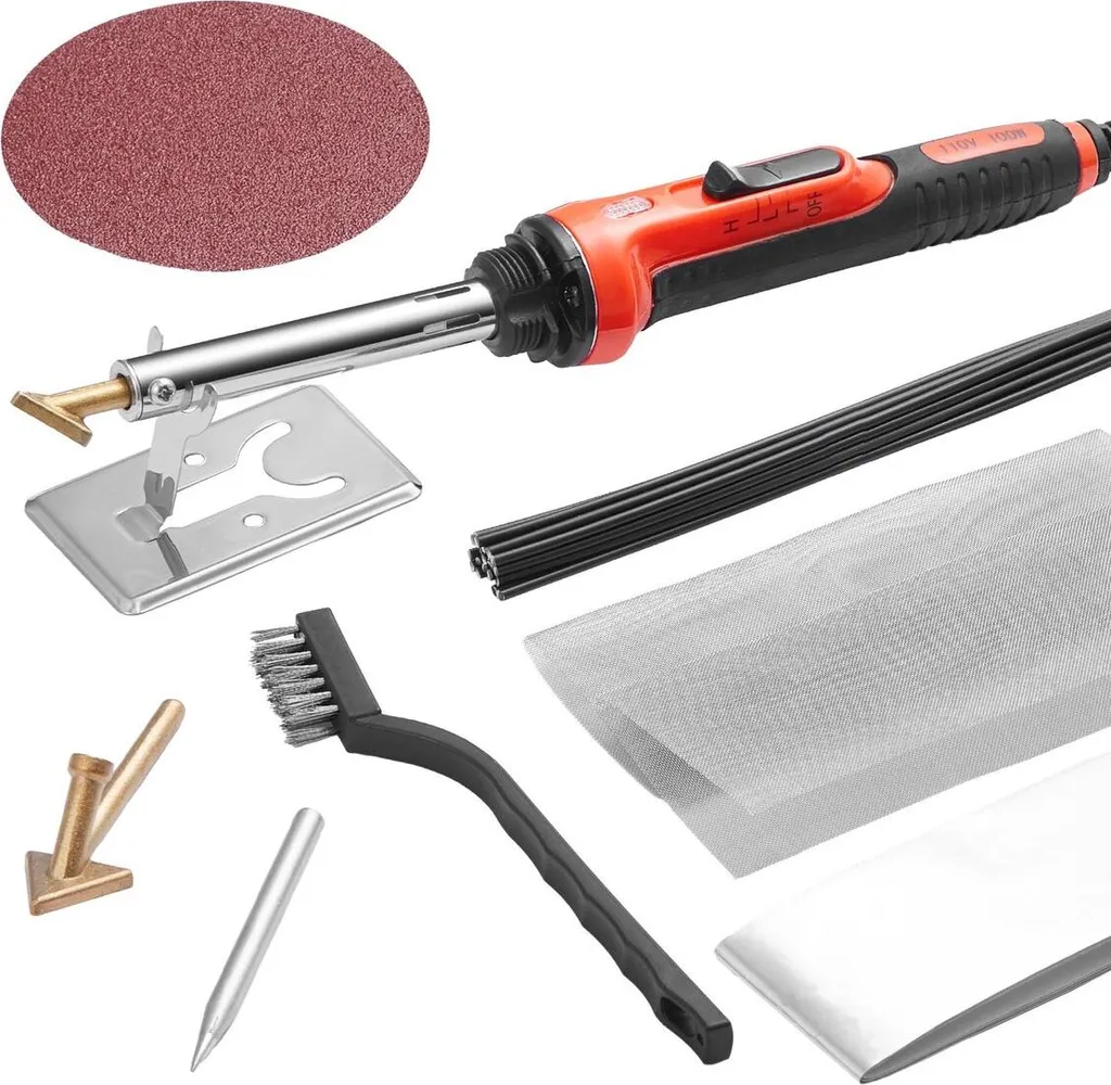 Kit saldatrice per plastica Kit saldatrice per plastica da 60 W/100 W con 3 punte e 20 bacchette