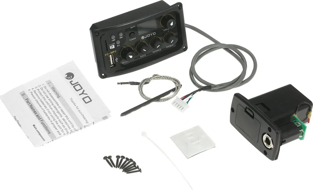 Préampli Guitare Acoustique JOYO EQ-MP3 avec Micro Piezo et Lecteur MP3