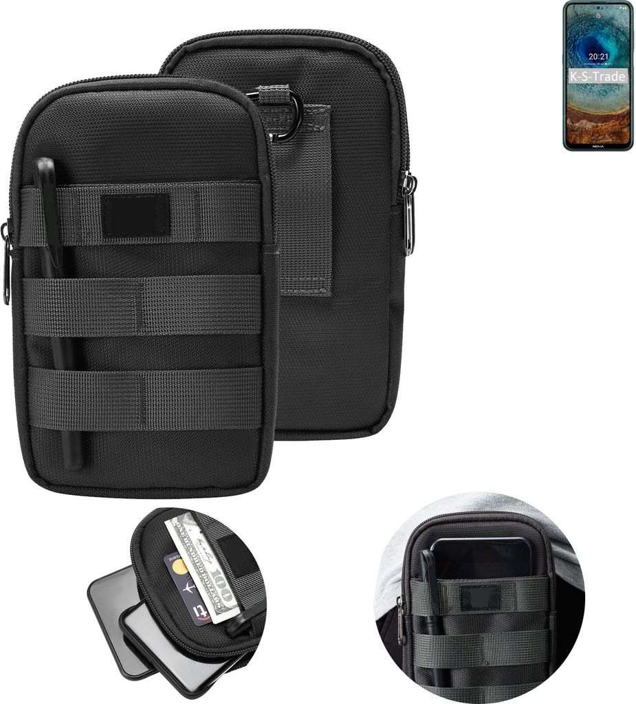 K-S-Trade Holster Gürtel Tasche kompatibel mit Nokia X100 Handy Tasche Schutz Hülle dunkel-grau viele Fächer, 1x