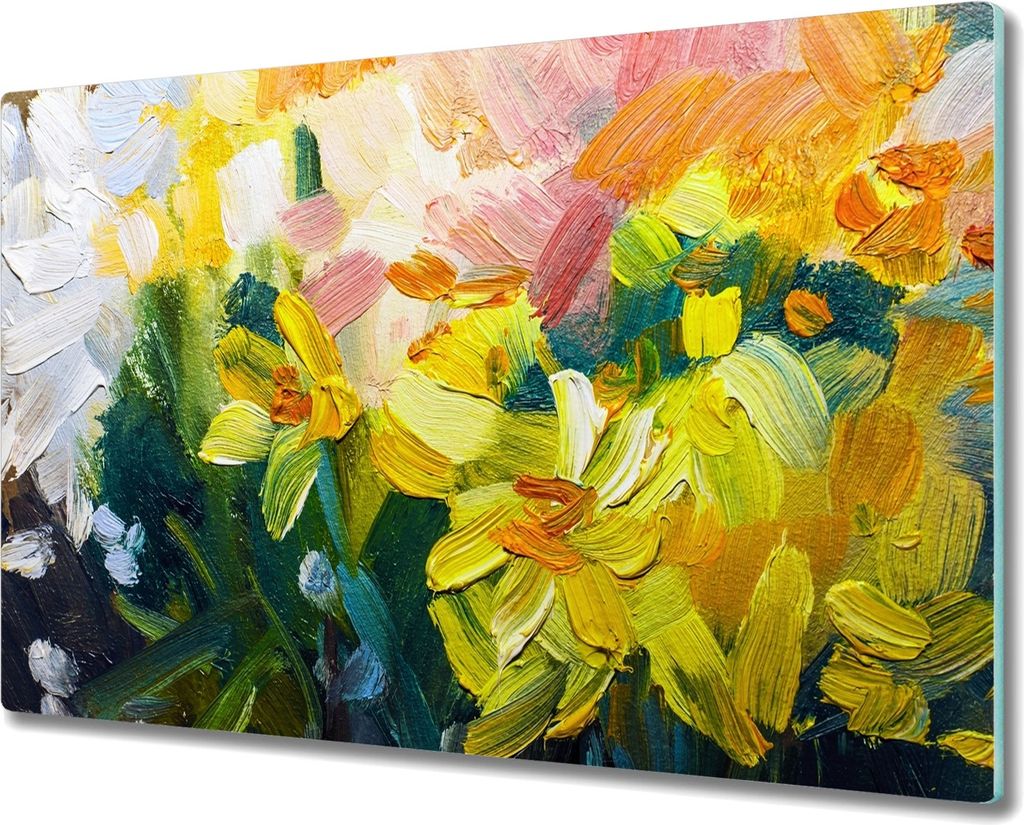 Coloray Kochplattenabdeckung Herdabdeckplatte 80x52 cm Hackbrett Schneidebrett Küchenbrett - Blumen