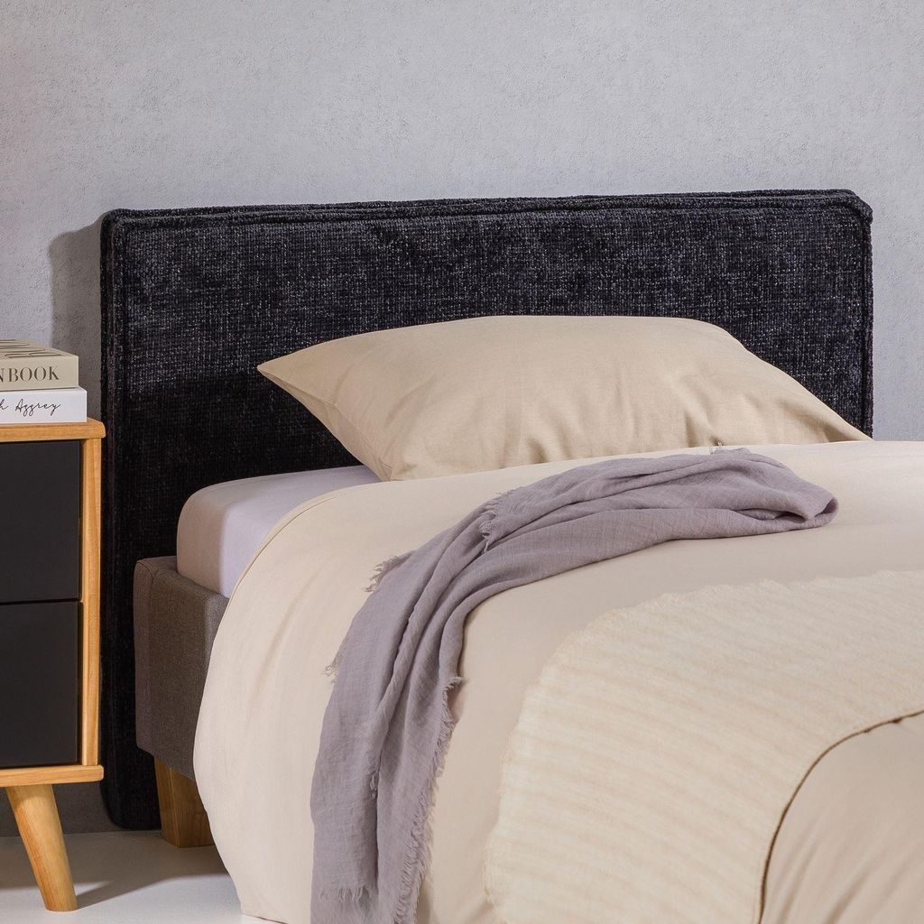 Kopfteil YOLAN 90cm schwarz - Headboard mit hochwertigem Stoffbezug, weiches Headboard, Bettrückwand, gemütliches Bettkopfteil
