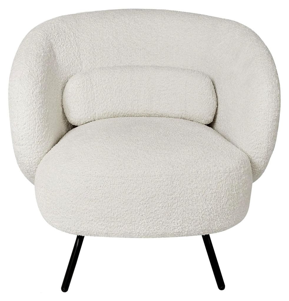 Sessel Bouclé Cremeweiß mit schwarzen Beinen, gepolstert, Design Glamour