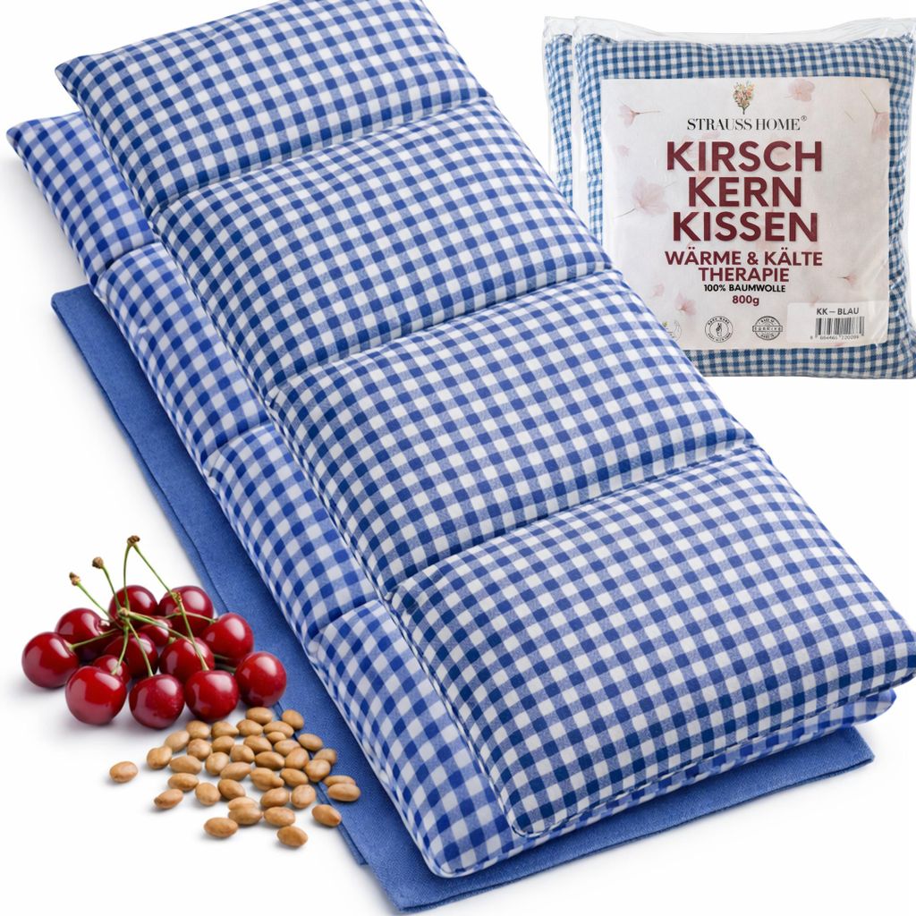 Kirschkernkissen 2er Pack Mikrowelle, Körnerkissen Mikrowelle, Kirschkernkissen Nacken Schulter, Baumwollstoff 50x20cm 2er BLAU