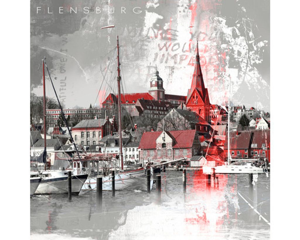 Glasbild Flensburg Hafen III 20x20 cm