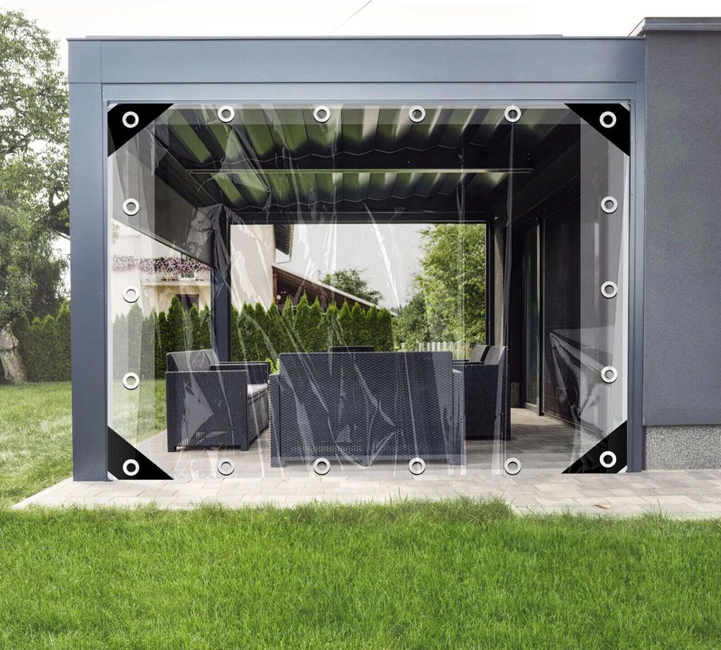 Topchances Abdeckplane, PVC, Transparent, 2.5mx4m, 450g/m², wasserdicht, mit Ösen, UV-stabilisiert, mit Seil und Kabelbindern, für Garten, Outdo...