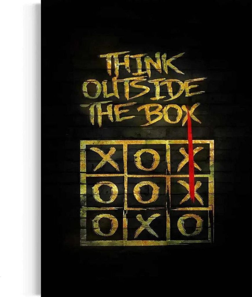 Think outside the Box - Leinwandbild Motivation: 20x30 cm / Acryl / Ohne Rahmen