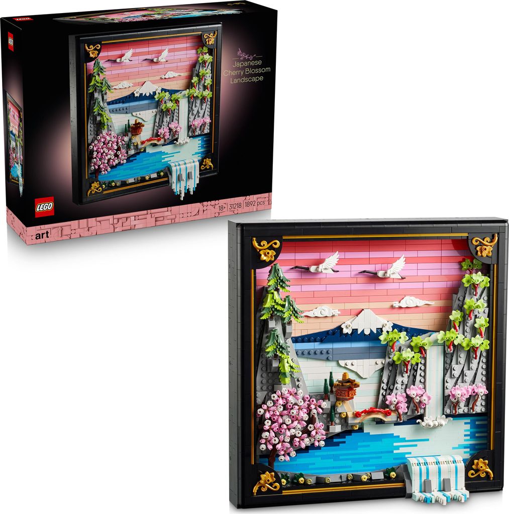 LEGO Art Japanische Kirschblütenlandschaft - DIY Set - Bauset für Erwachsene - 3D Wandkunst im Rahmen mit dem Fuji-Berg, Sakura (Kirschblüten) u...