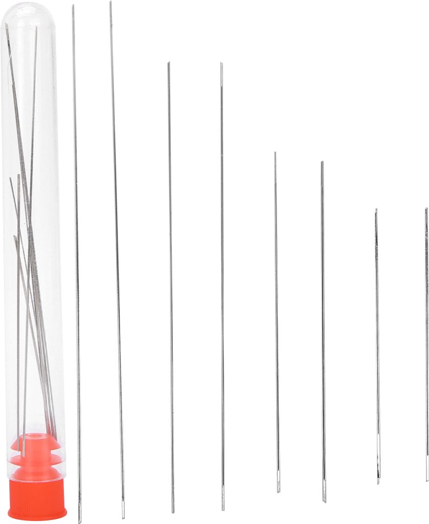 Perlnadeln Set 8-teilig mit Nadelbox, Flexibel mit großem Öhr 4,5-8,9cm, Auffädelnadeln für Schmuckherstellung & Seed Beads DIY Armbänder