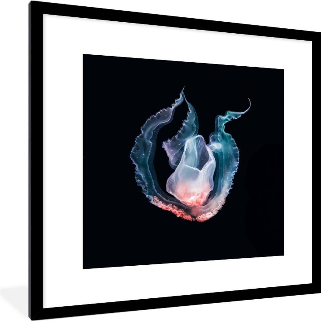 MuchoWow® MuchoWow® Gerahmtes Poster Qualle - Blau - Rosa Produktbild 