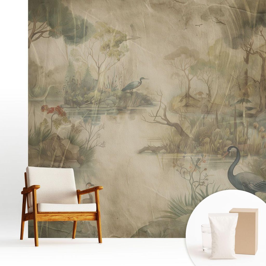 Fototapete - 250x250 cm - Tapete - Wandtapete - Wandbilder - Dekofolie - Tapete Folie - Wand - Dekoration - Wohnzimmer - Waldszene
