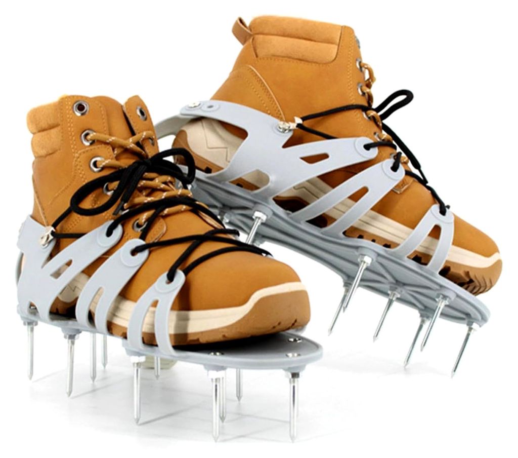 Belüftungsschuhe für Rasen, robuste Sandalenschuhe, Rasenbelüfter-Werkzeug, verstellbare Grasbelüftung, Spike-Schuhe für Hof, Terrasse, Rasen ...