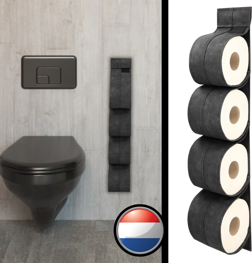Rangement mural papier toilette noir, support pour rouleaux de rechange