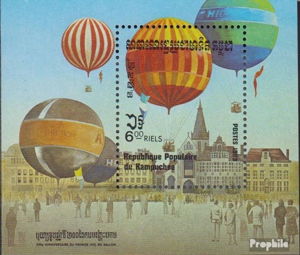Briefmarken Kambodscha 1983 Mi Block131 (kompl.Ausg.) postfrisch 200 Jahre Luftfahrt