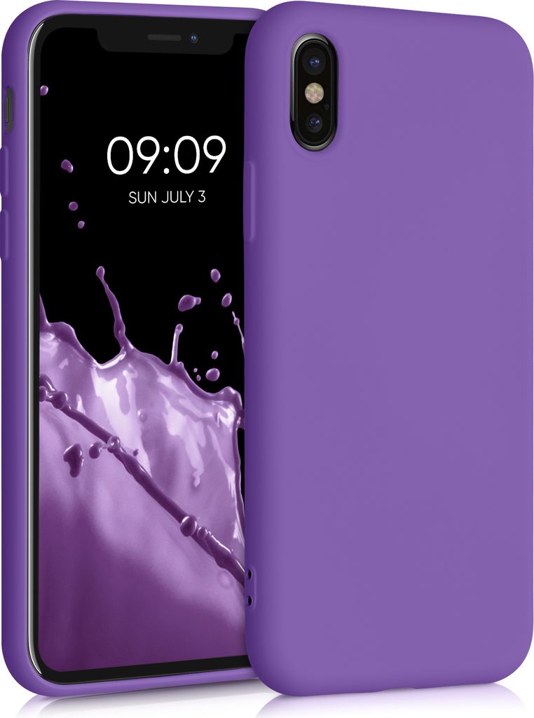 kwmobile Hülle kompatibel mit Apple iPhone X Hülle - gummierte TPU Silikon Handyhülle - Schutzhülle für kabelloses Laden - Case in Orchidee Lila