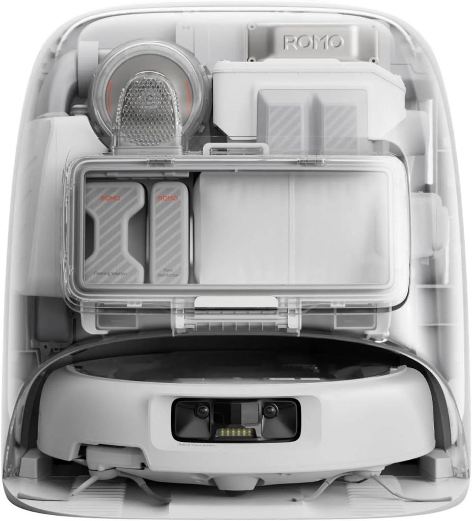 DJI ROMO P Saugroboter mit Wischfunktion Transparente Basisstation und Roboter